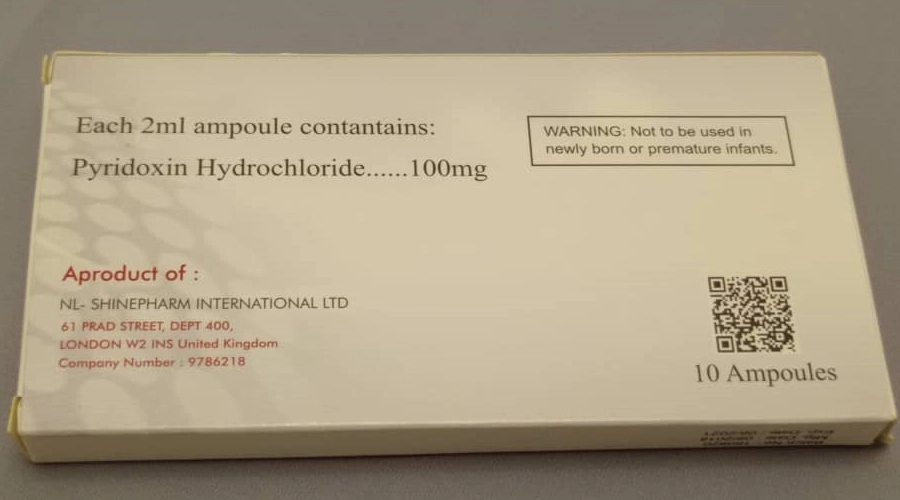 Box of 10 ampoules labeled 